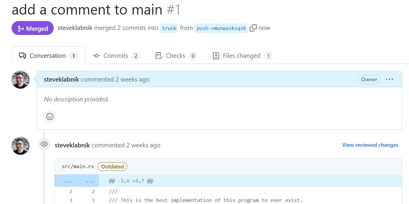 merged PR on GitHub